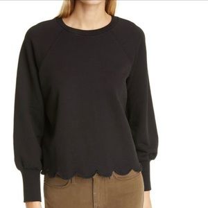 Black Frame Scallop Bishop Sleeve sweatshirt